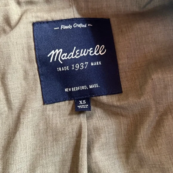 Madewell Quilted Drawstring Jacket Military Green Button Coat Size S-M - Picture 11 of 12